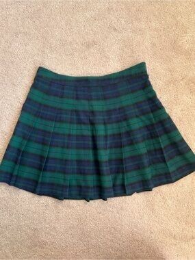Forever 21 Green and Navy Plaid Skater Skirt